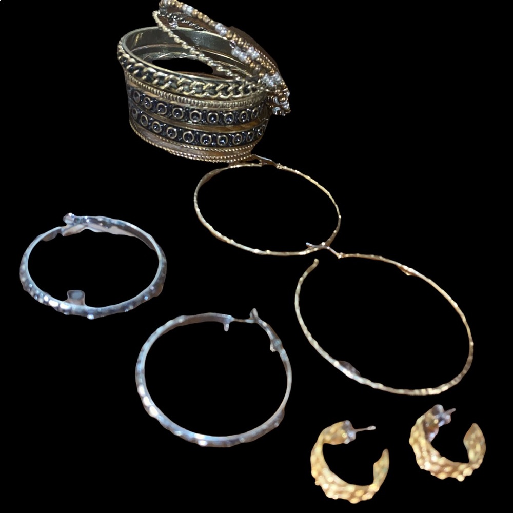 3 pair hoop earrings with set of bangles 211